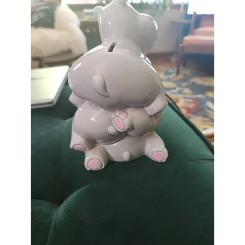 Vintage Pile of Hippos Bank Vintage Ceramic 4 Hippos, Pristine & Beyond Cute!